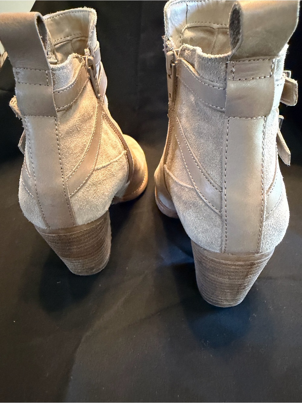 Alex Marie Taupe Suede Ankle Boots with Strap Detail - Picture 2 of 4